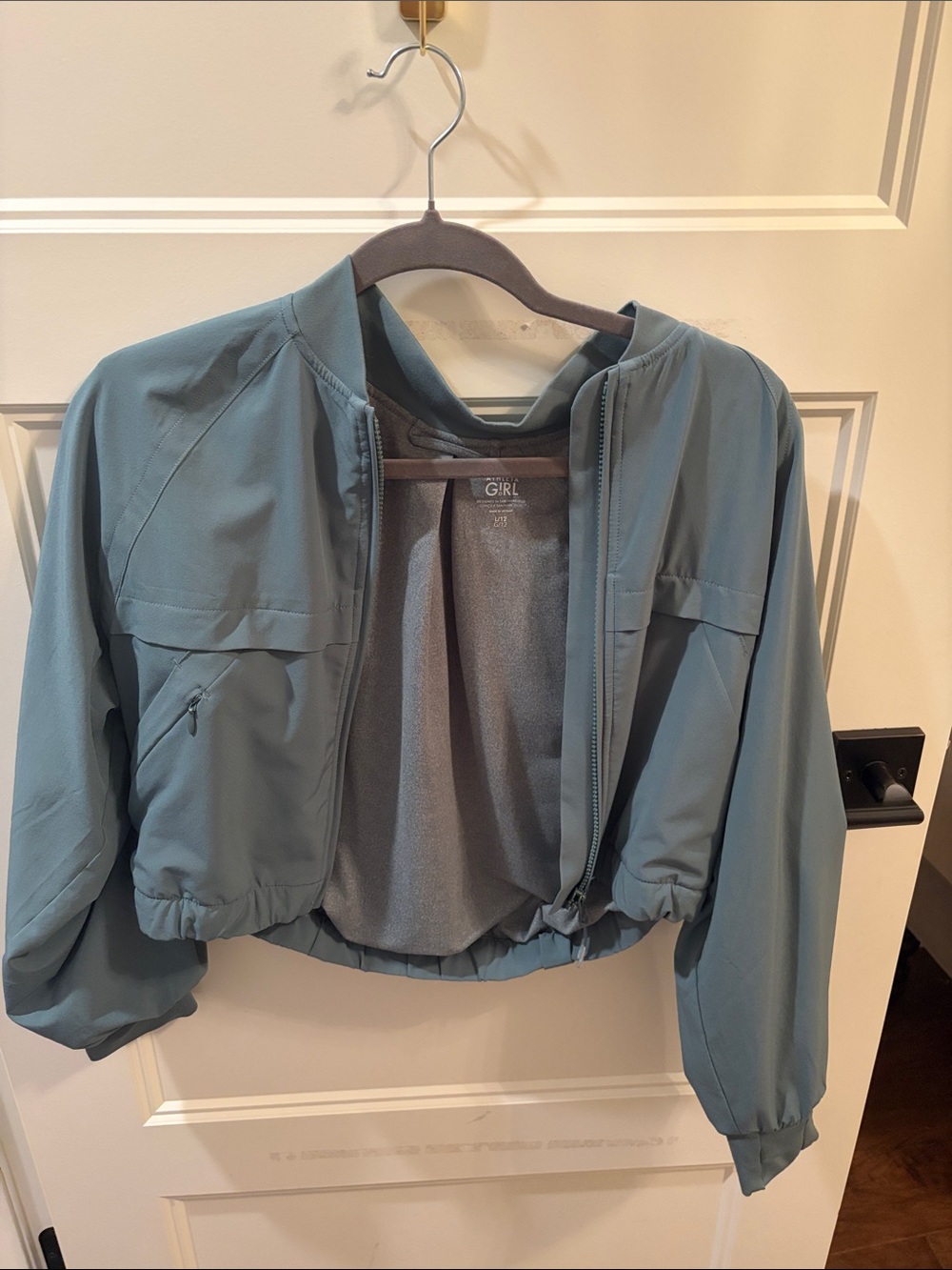 Athleta Teal Cropped Rain Jacket for Kids